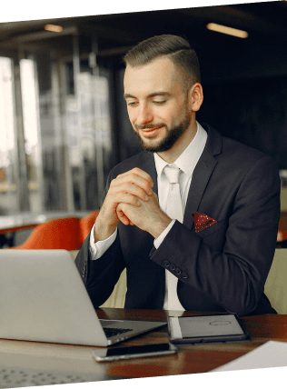Businessman working on a laptop